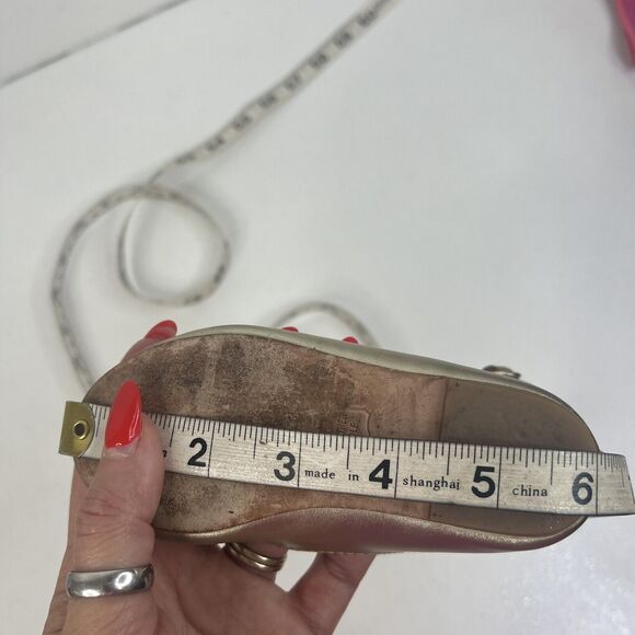 Janie and Jack Size 8 Gold Metallic Bow Ballet Flats Ankle Straps W Buckles - Picture 14 of 14